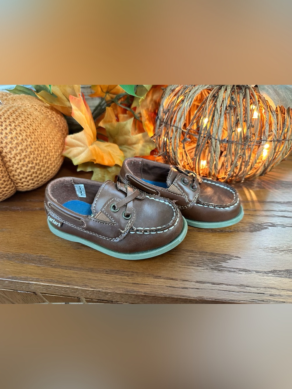 Carter's Brown Moccasin-Style Kids Shoes with Mint Soles